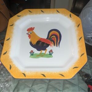 Present tense Hungary Colorful Rooster Serveware Plate 11x11